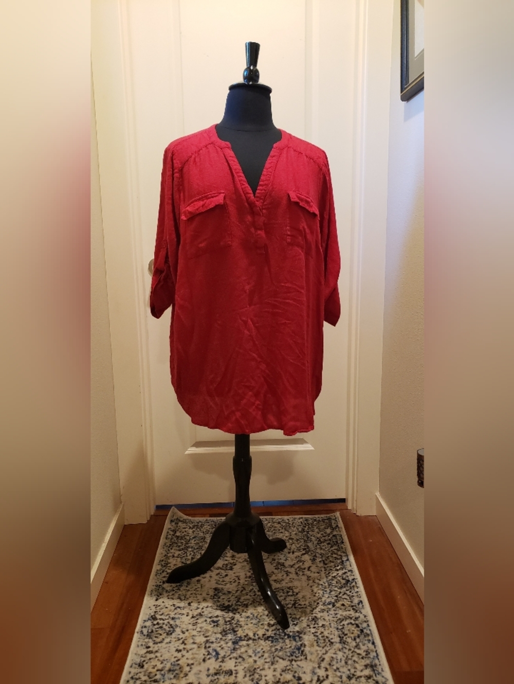 Torrid Relaxed Split-Neck Tunic in Deep Red